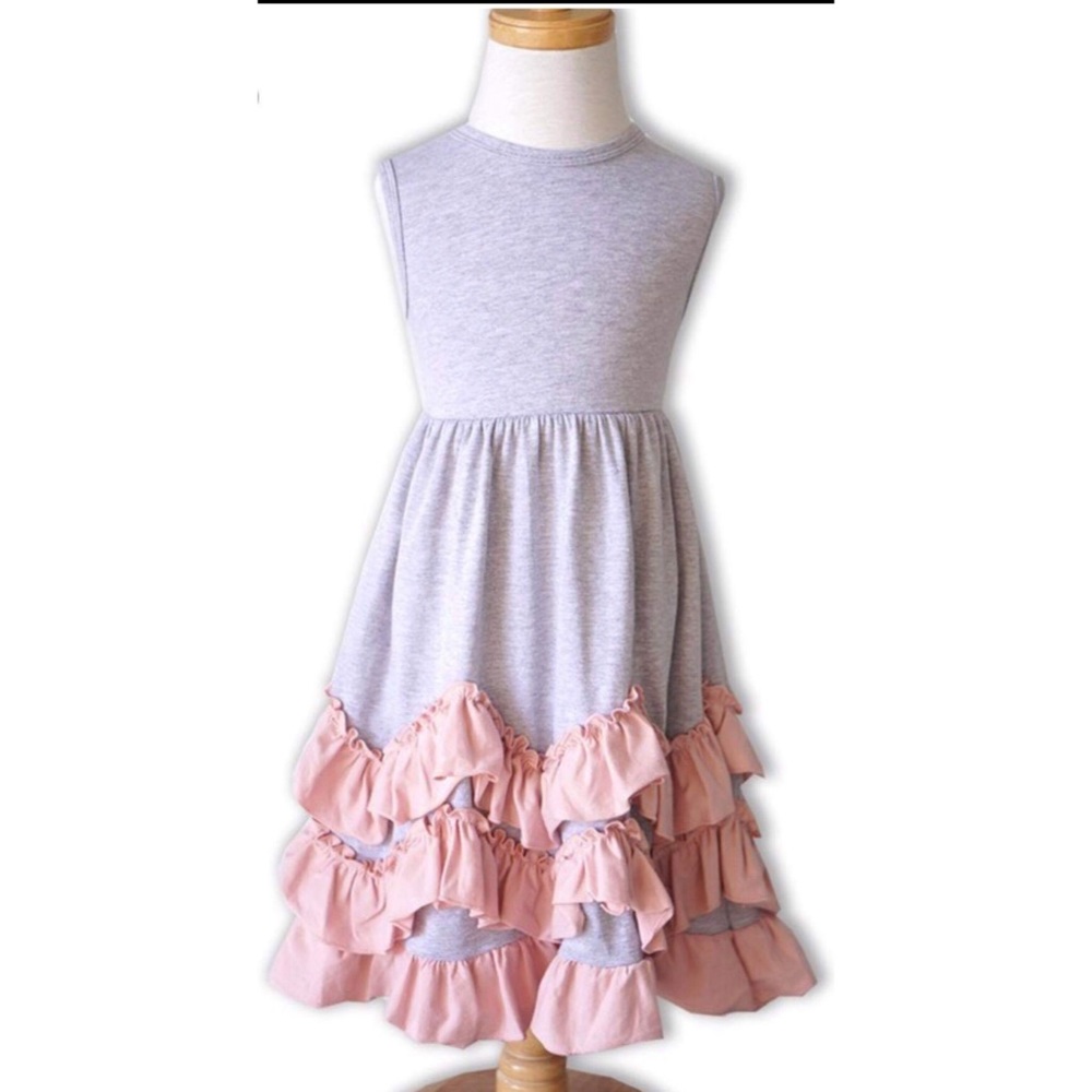 Boutique • Gray/White Ruffle Dress